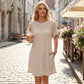 Damen-Kurzarmkleid in A-Linie mit Spitzen-Patchwork