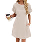 Damen-Kurzarmkleid in A-Linie mit Spitzen-Patchwork