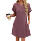 Damen-Kurzarmkleid in A-Linie mit Spitzen-Patchwork