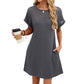 Damen-Kurzarmkleid in A-Linie mit Spitzen-Patchwork
