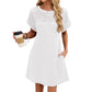 Damen-Kurzarmkleid in A-Linie mit Spitzen-Patchwork