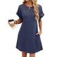 Damen-Kurzarmkleid in A-Linie mit Spitzen-Patchwork