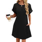 Damen-Kurzarmkleid in A-Linie mit Spitzen-Patchwork