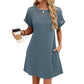 Damen-Kurzarmkleid in A-Linie mit Spitzen-Patchwork