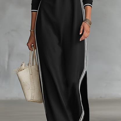 👗✨ Minimalistisches Button-Down-Kleid mit Kontrastbesatz