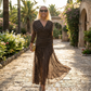 🎁2026 New Arrivals 50% OFF💥Bohemian V-Neck Ruched Mesh Maxi Dress