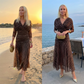 🎁2026 New Arrivals 50% OFF💥Bohemian V-Neck Ruched Mesh Maxi Dress