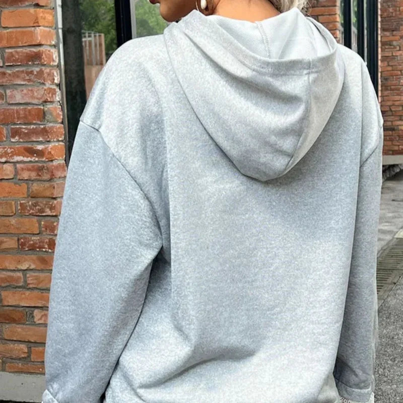 Damen Langarm-Hoodie mit Spitzenbesatz