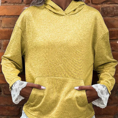 Damen Langarm-Hoodie mit Spitzenbesatz