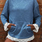Damen Langarm-Hoodie mit Spitzenbesatz