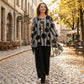 Damen-Set aus asymmetrischem Oberteil und Hose mit Print
