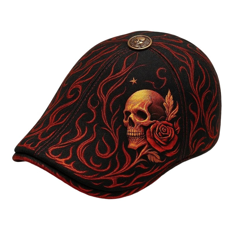 Schiebermütze mit Totenkopf und Dornen