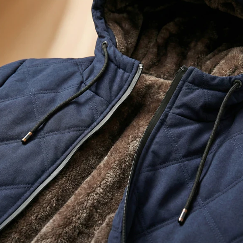 Herren-Winterjacke mit Plüschfutter und Kapuze
