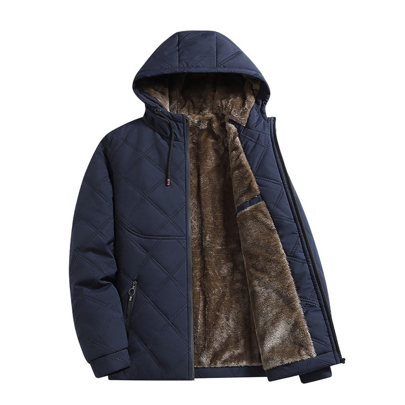 Herren-Winterjacke mit Plüschfutter und Kapuze