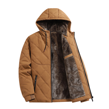 Herren-Winterjacke mit Plüschfutter und Kapuze