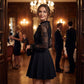 Elegantes Kleid mit Spitzenärmeln und verstellbarem Kragen zum Binden