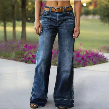 ✨🔥Retro-Schlagjeans für Damen mit Taschen👖