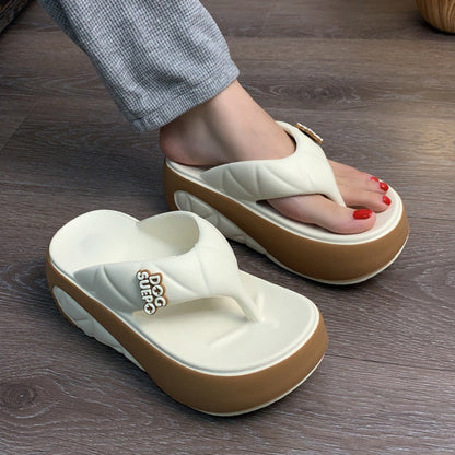 📢📢50% RABATT! ⏰Sommerliche Flip-Flops für Damen mit weicher Plateausohle und Farbblock-Design