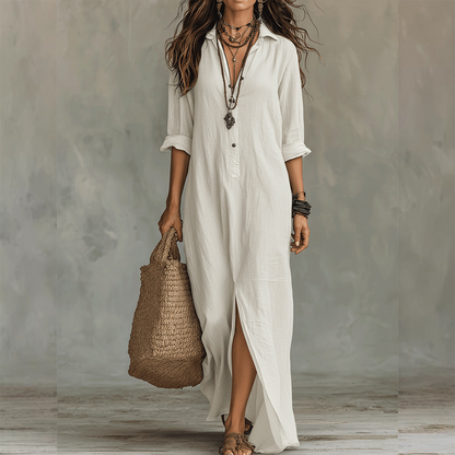 Lässiges, locker sitzendes Maxikleid mit Schlitz vorne