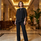 🔥Solange der Vorrat reicht 40 % Rabatt!🎉Eleganter Zweiteiler: Bluse mit asymmetrischem Saum & weite Hose