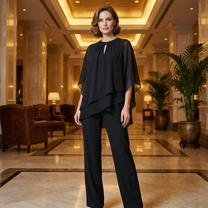🔥Solange der Vorrat reicht 40 % Rabatt!🎉Eleganter Zweiteiler: Bluse mit asymmetrischem Saum & weite Hose