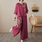 Vintage Embroidered Cotton Linen 2-Piece Set