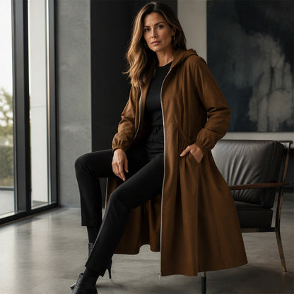 💎 Bestseller – Legere, mittellange Kapuzenjacke für Damen in lockerer Passform🧥