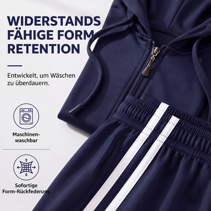 📢🎉50 % Rabatt!!!🛍️✨Gestreiftes Damen-Set mit Kapuze und Reißverschluss, bestehend aus Kapuzenpullover und Hose