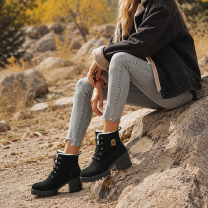 ⚡ Blitzdeal: 50% Rabatt ⚡Damen Winterstiefel mit klobigem Blockabsatz