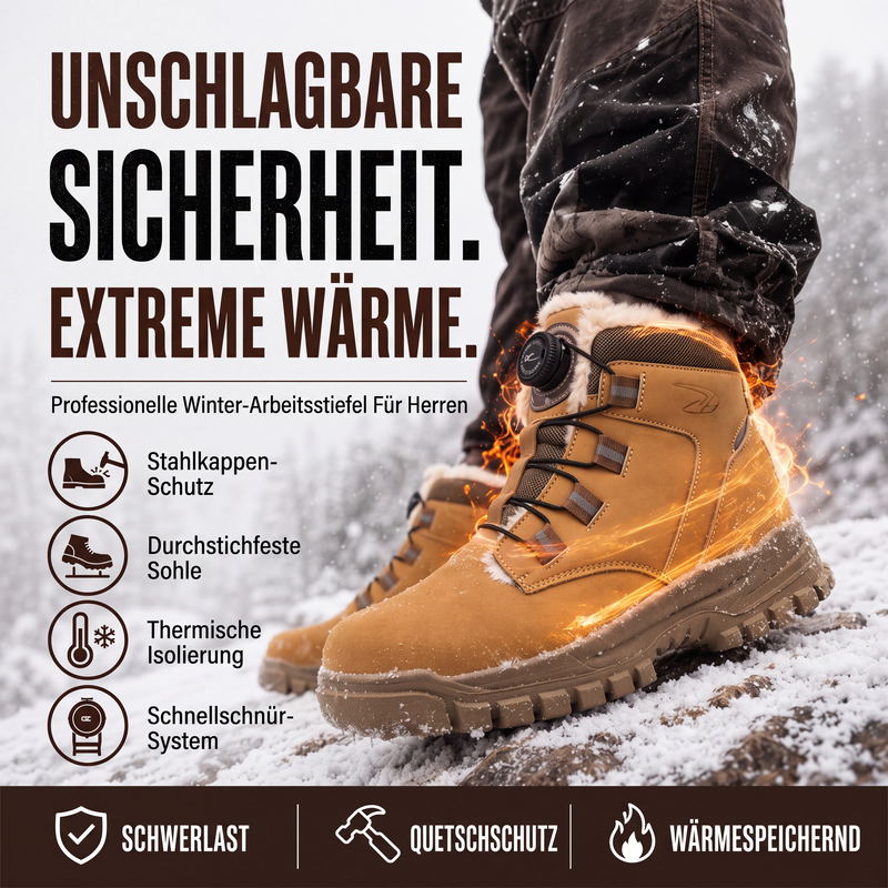 🔥 50% Rabatt – Nur heute💥 Warme Sicherheitsschuhe für Herren mit Stahlkappe, stoßfest für den Winter