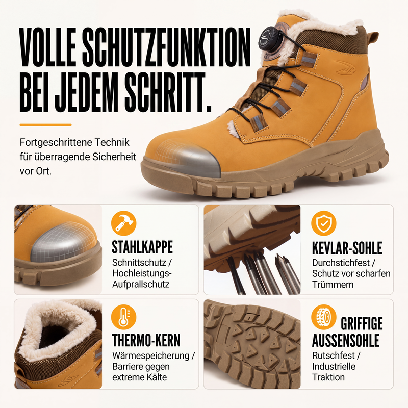 🔥 50% Rabatt – Nur heute💥 Warme Sicherheitsschuhe für Herren mit Stahlkappe, stoßfest für den Winter