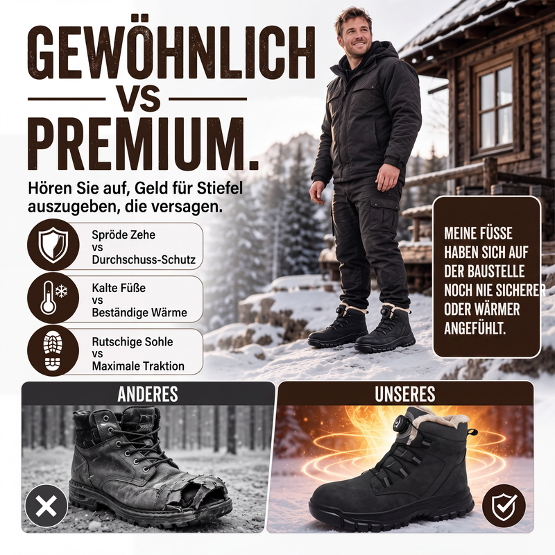 🔥 50% Rabatt – Nur heute💥 Warme Sicherheitsschuhe für Herren mit Stahlkappe, stoßfest für den Winter