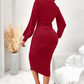 💎🔥 Jetzt im Trend – Damen V-Ausschnitt Ballonärmel gerafftes Bodycon-Kleid