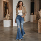 🔥Beliebtes Produkt ！✨Damen High-Waist Destroyed Flare Jeans