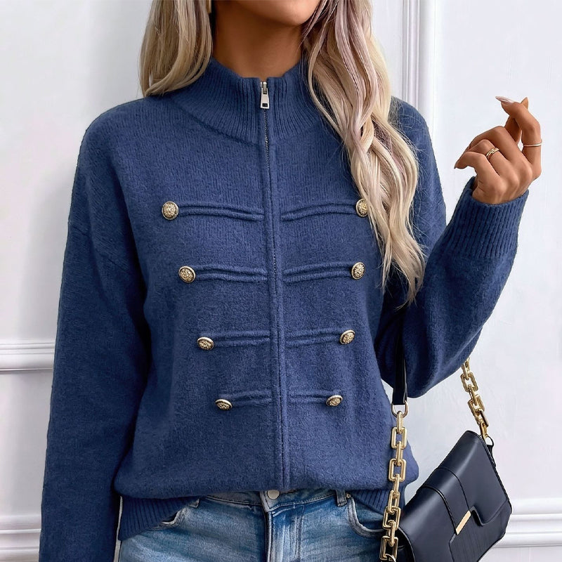 📢📢50%Rabatt!!!🎉✨Lässige Damen-Strickjacke mit doppeltem Reißverschluss