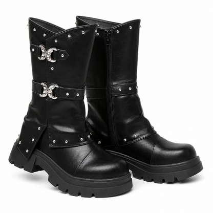 🔥 50% RABATT! 🤠 Damen Western-Stiefel – Blockabsatz, wadenhoch & Schnallenriemen