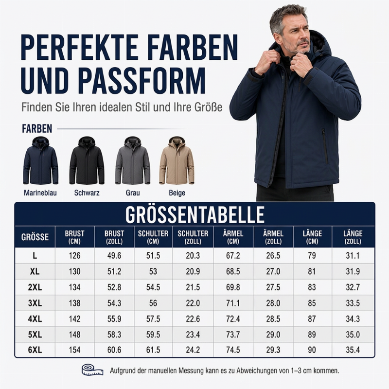 📢📢50%Rabatt!!!🎉✨Wasserdichte Kapuzenjacke für Herren mit Plüschfutter