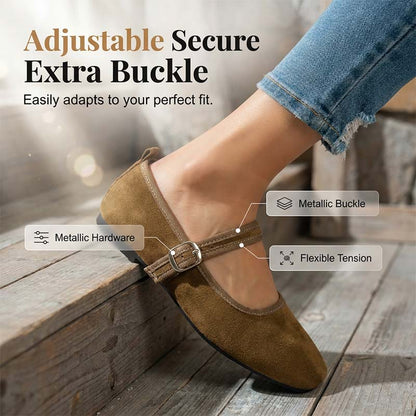 🥿 50% RABATT + GRATIS SOCKE! 👣 Bequeme Ballerinas aus PU in Wildlederoptik mit Riemchen – Weich, flexibel & stilvoll für jeden Tag 🧦