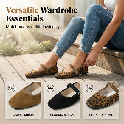 🥿 50% RABATT + GRATIS SOCKE! 👣 Bequeme Ballerinas aus PU in Wildlederoptik mit Riemchen – Weich, flexibel & stilvoll für jeden Tag 🧦