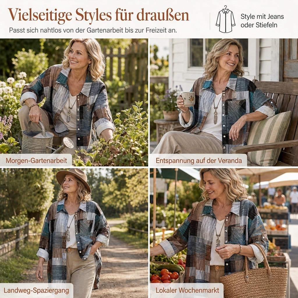 💎👕 Bestseller – Lässiges Karohemd mit Patchwork – bequem und knitterfest