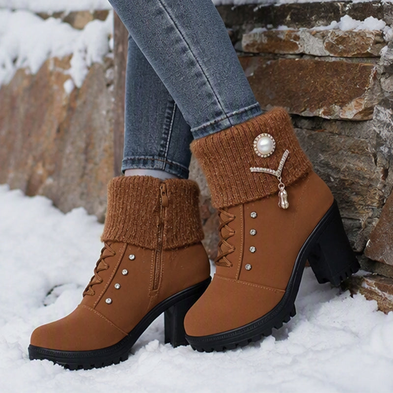 Dicke, warme Stiefel mit Blockabsatz für Damen