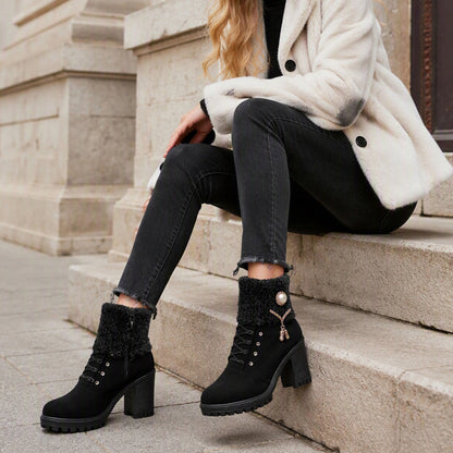 Dicke, warme Stiefel mit Blockabsatz für Damen