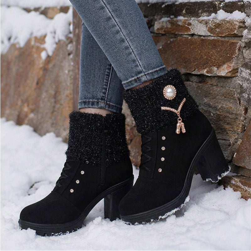 Dicke, warme Stiefel mit Blockabsatz für Damen