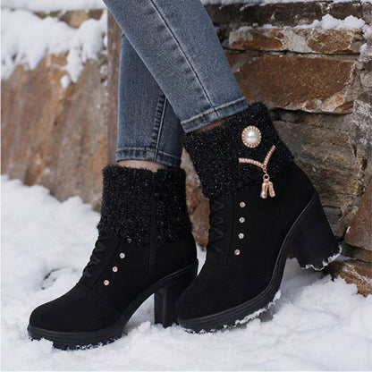 Dicke, warme Stiefel mit Blockabsatz für Damen