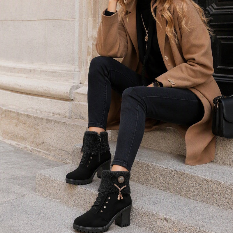 Dicke, warme Stiefel mit Blockabsatz für Damen
