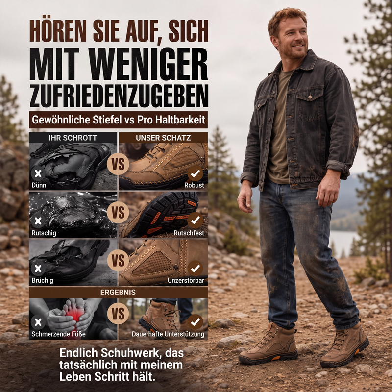 Robuste PU-Lederstiefel im Vintage-Stil für Herren
