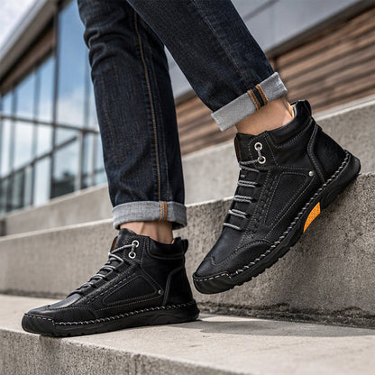 Robuste PU-Lederstiefel im Vintage-Stil für Herren