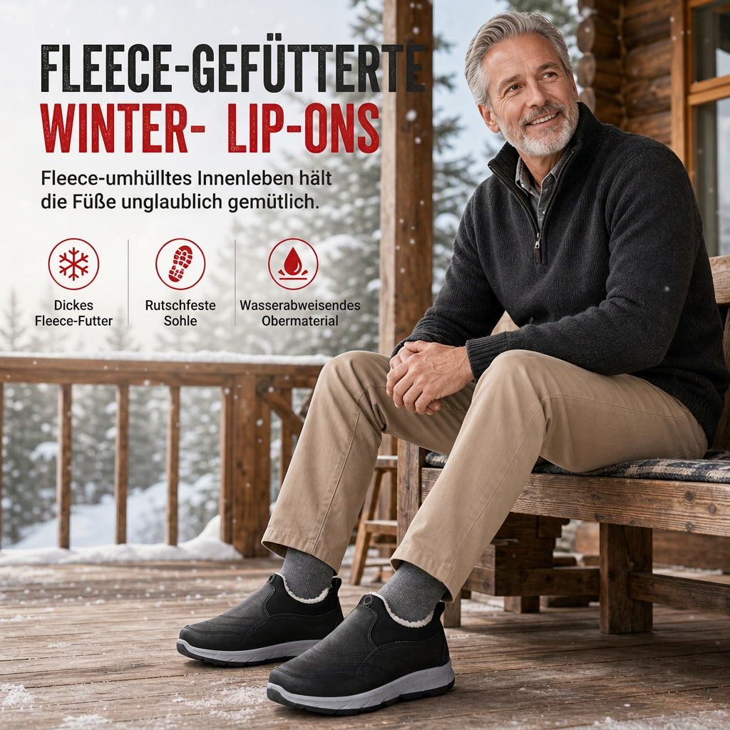 Herren Winter-Schlupfschuhe – wasserdicht, warm gefüttert, rutschfeste weiche Sohle & ideal für Senioren