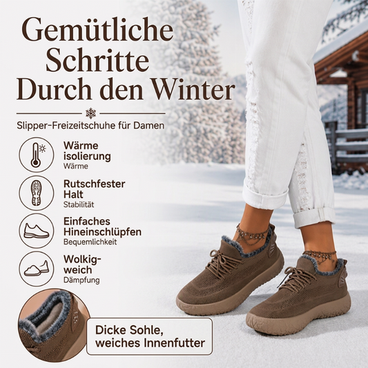 Damen-Freizeit-Winterschuhe mit Plüschfutter