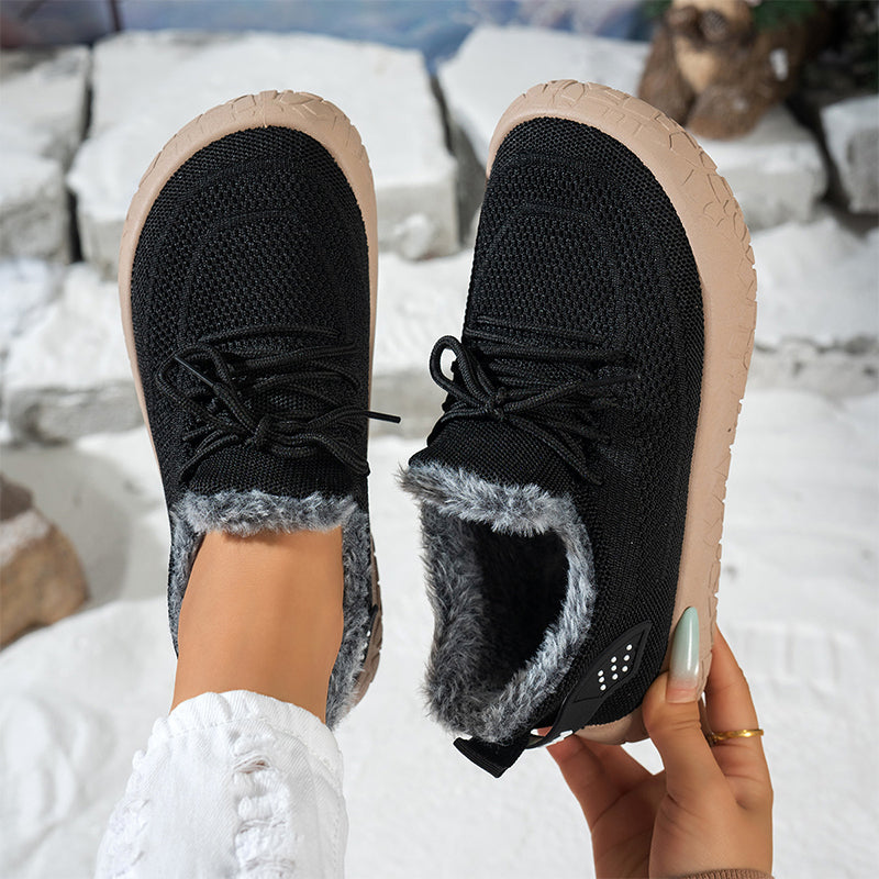 Damen-Freizeit-Winterschuhe mit Plüschfutter